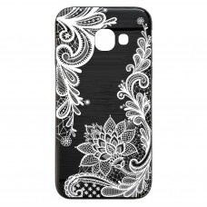 Capa para Samsung Galaxy J6 Plus Case2you - Escovada Preta Renda Floral